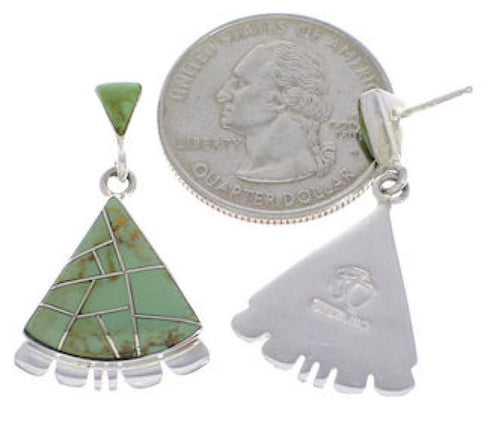 Southwest Turquoise Inlay Post Dangle Earrings PX32126
